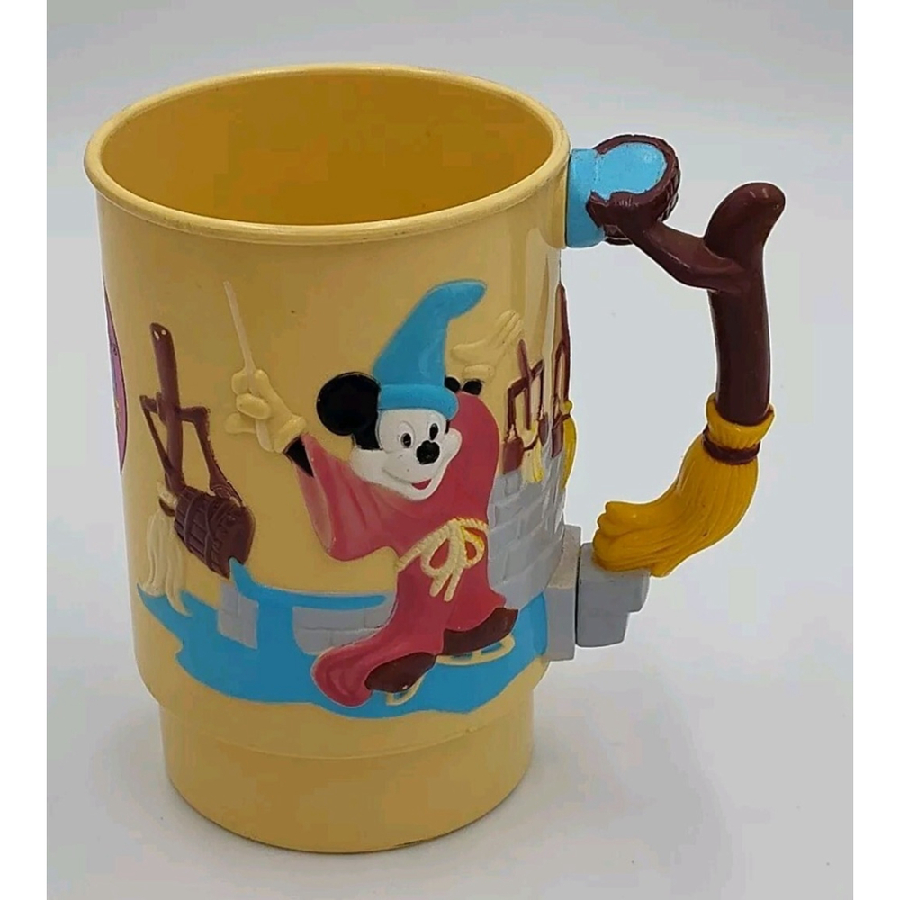 Disney Mickey Mouse Mugs Cups 1990 Walt Disney World On Ice Super 3D Plastic VTG